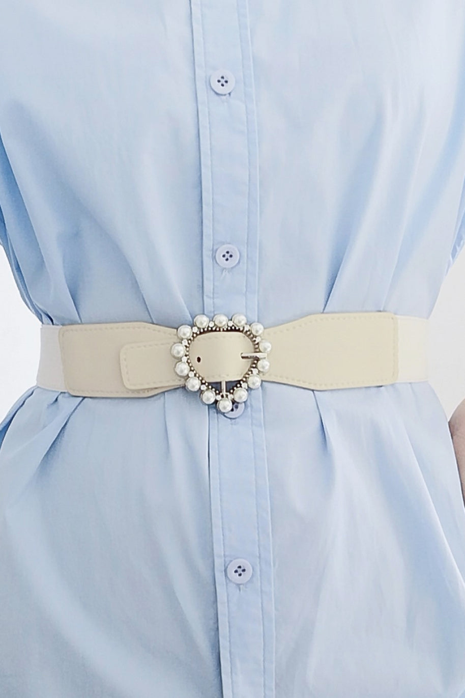 Pearl Heart Buckle Elastic Belt-Belts-Trendsi-[option4]-[option5]-[option6]-[option7]-[option8]-Shop-Boutique-Clothing-for-Women-Online