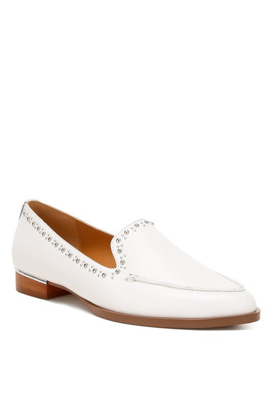 Wolferton Delicate Stud Detail Leather Loafers-Rag Company-[option4]-[option5]-[option6]-[option7]-[option8]-Shop-Boutique-Clothing-for-Women-Online