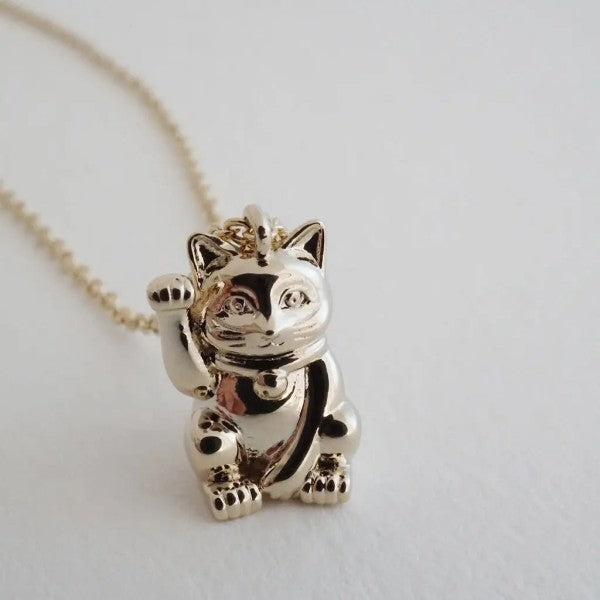 Lucky Cat Charm Necklace-HONEYCAT Jewelry-Gold-One Size-[option4]-[option5]-[option6]-[option7]-[option8]-Shop-Boutique-Clothing-for-Women-Online