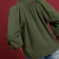 Textured Notched Balloon Sleeve Blouse-Blouses-Trendsi-[option4]-[option5]-[option6]-[option7]-[option8]-Shop-Boutique-Clothing-for-Women-Online