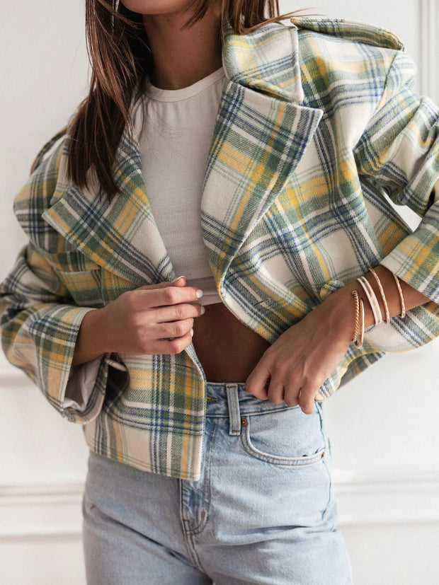 Plaid Lapel Collar Cropped Outerwear-jacket-Trendsi-[option4]-[option5]-[option6]-[option7]-[option8]-Shop-Boutique-Clothing-for-Women-Online