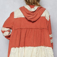 POL Raw Hem Color Block Hooded Jacket-Jacket-Trendsi-[option4]-[option5]-[option6]-[option7]-[option8]-Shop-Boutique-Clothing-for-Women-Online