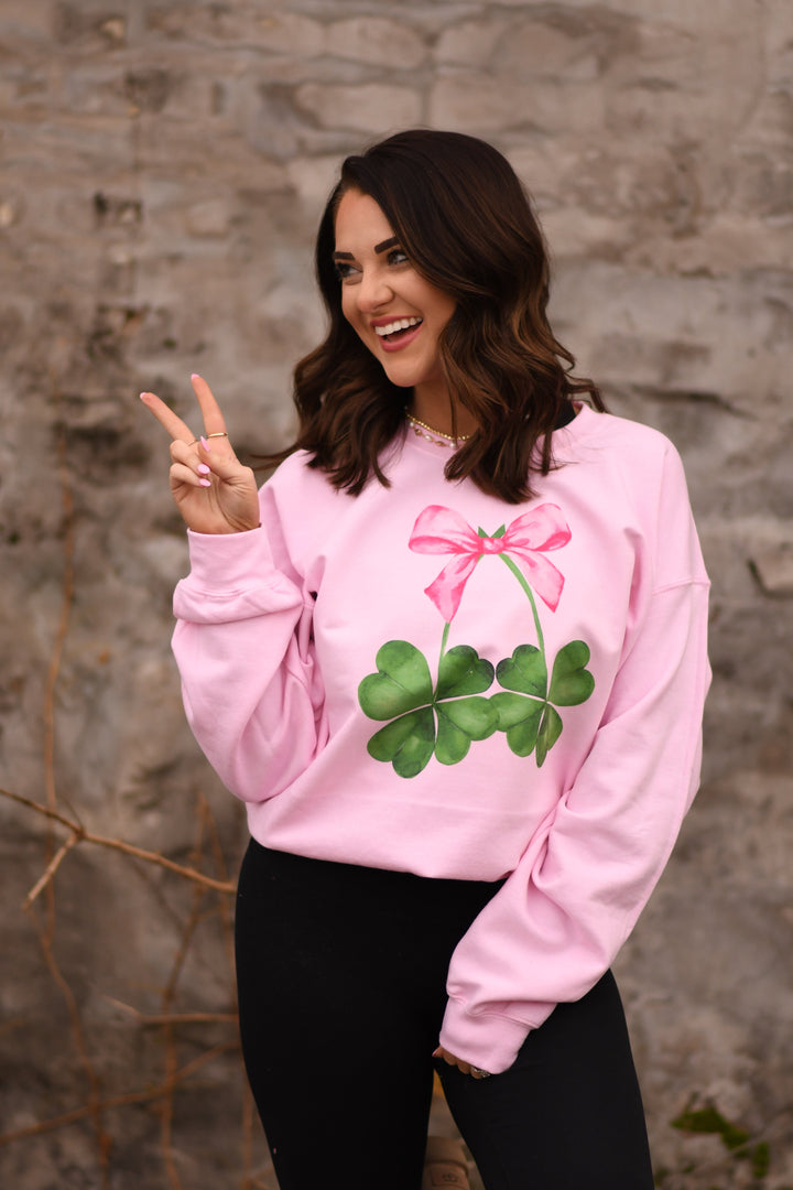 Clover Bow Sweatshirt-P&PD Wholesale-[option4]-[option5]-[option6]-[option7]-[option8]-Shop-Boutique-Clothing-for-Women-Online