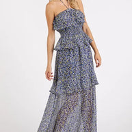 Mittoshop Ruffled Smocked Floral Halter Neck Maxi Dress-Dresses-Trendsi-[option4]-[option5]-[option6]-[option7]-[option8]-Shop-Boutique-Clothing-for-Women-Online