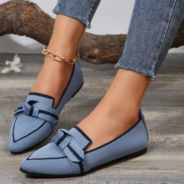 Bow Contrast Trim Point Toe Loafers-Flats-Trendsi-[option4]-[option5]-[option6]-[option7]-[option8]-Shop-Boutique-Clothing-for-Women-Online