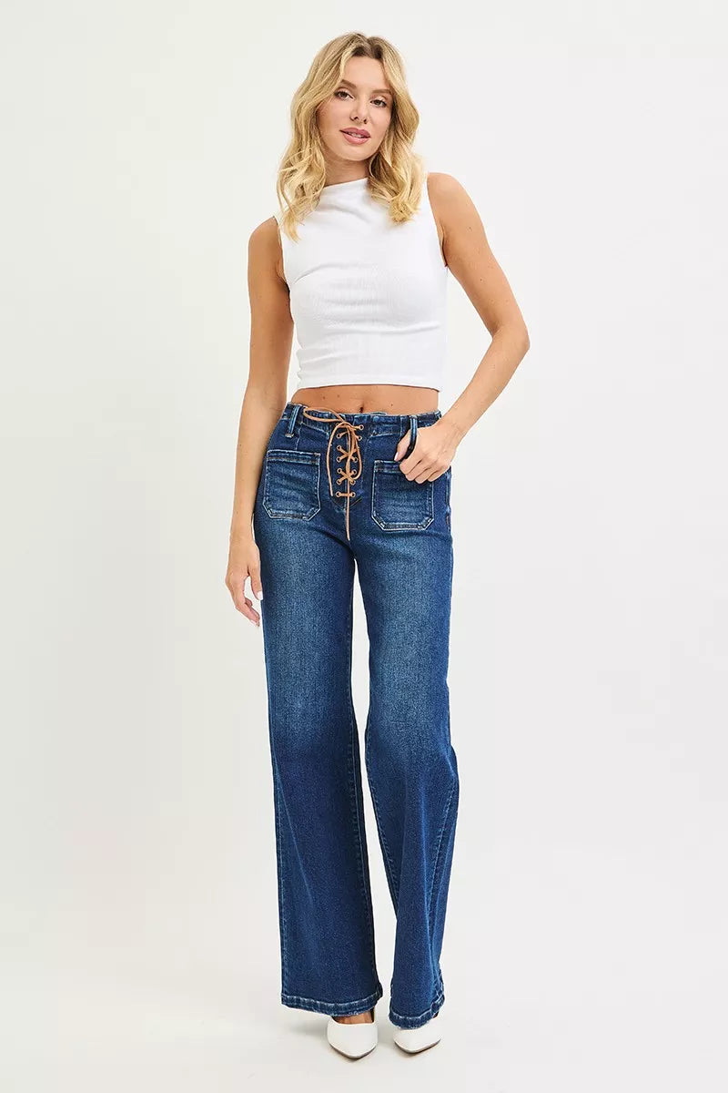 RISEN Full Size High Rise Wide Leg Jeans with Front Tie Detail Plus Size-Jeans-Trendsi-[option4]-[option5]-[option6]-[option7]-[option8]-Shop-Boutique-Clothing-for-Women-Online