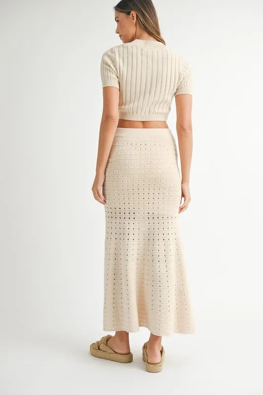 MABLE Pointelle Short Sleeve Crop Top and Slit Skirt Sweater Set-Sets-Trendsi-[option4]-[option5]-[option6]-[option7]-[option8]-Shop-Boutique-Clothing-for-Women-Online