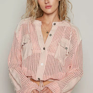 POL Texture Woven Button Down Hooded Shirt with Drawstring Hem-Sweatshirts & Hoodies-Trendsi-[option4]-[option5]-[option6]-[option7]-[option8]-Shop-Boutique-Clothing-for-Women-Online