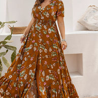 Plus Size Floral V-Neck Short Sleeve Dress-Dresses-Trendsi-[option4]-[option5]-[option6]-[option7]-[option8]-Shop-Boutique-Clothing-for-Women-Online