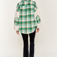 Multi plaid fuzzy sleeve jacket PLUS SIZE-Jade By Jane-[option4]-[option5]-[option6]-[option7]-[option8]-Shop-Boutique-Clothing-for-Women-Online