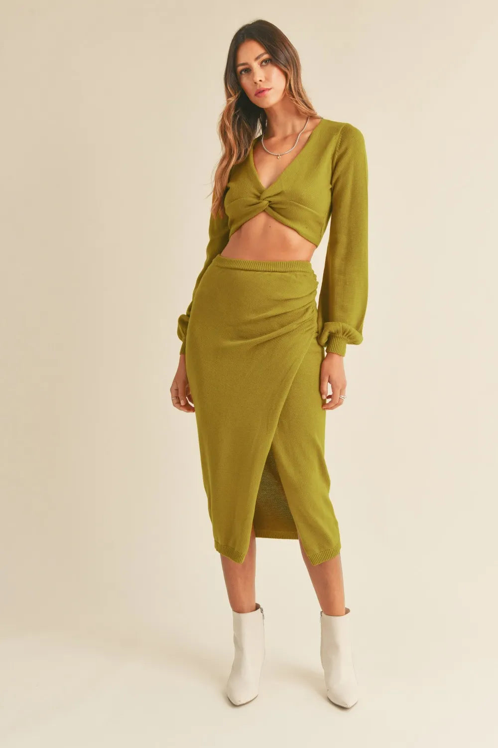 MABLE Front Twisted Knit Top and Midi Skirt Set-two piece set-Trendsi-[option4]-[option5]-[option6]-[option7]-[option8]-Shop-Boutique-Clothing-for-Women-Online