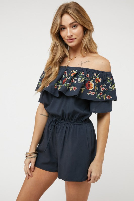 FLORAL EMBROIDERED OFF SHOULDER ROMPER-Davi & Dani-[option4]-[option5]-[option6]-[option7]-[option8]-Shop-Boutique-Clothing-for-Women-Online