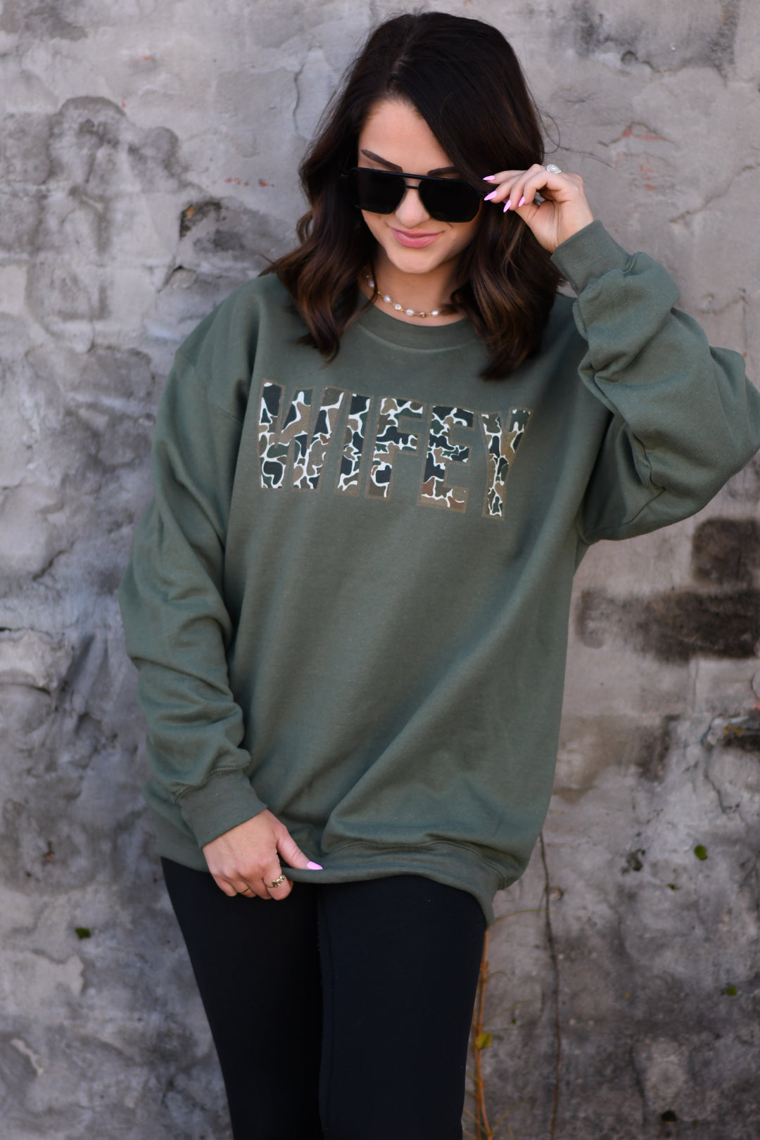 Wifey Camo Sweatshirt-P&PD Wholesale-[option4]-[option5]-[option6]-[option7]-[option8]-Shop-Boutique-Clothing-for-Women-Online