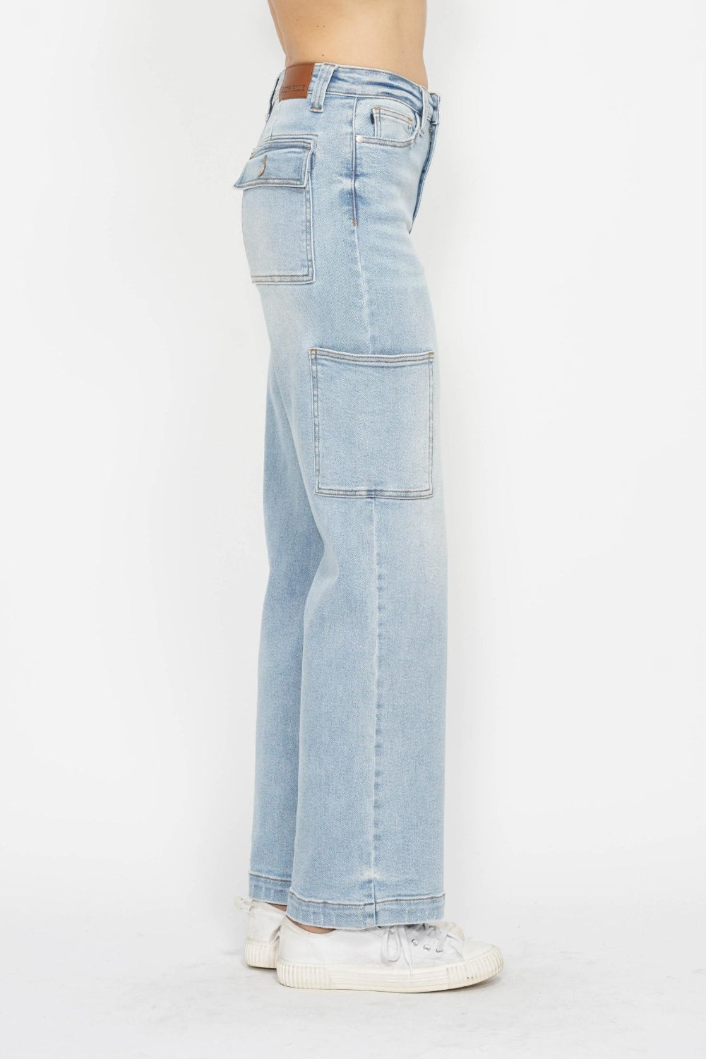 Judy Blue High Waist Light Wash Straight Cargo Jeans-Trendsi-[option4]-[option5]-[option6]-[option7]-[option8]-Shop-Boutique-Clothing-for-Women-Online