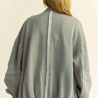 Davi & Dani Exposed Seam Zip Up Dropped Shoulder Jacket-Jacket-Trendsi-[option4]-[option5]-[option6]-[option7]-[option8]-Shop-Boutique-Clothing-for-Women-Online