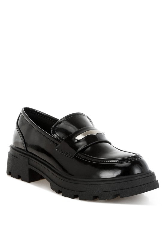 Gleam Stride Faux Leather Chunky Loafers-Rag Company-[option4]-[option5]-[option6]-[option7]-[option8]-Shop-Boutique-Clothing-for-Women-Online