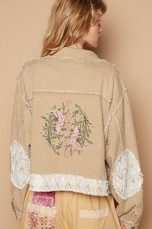 POL Crochet Patch Embroidered Button Up Jacket-Trendsi-[option4]-[option5]-[option6]-[option7]-[option8]-Shop-Boutique-Clothing-for-Women-Online