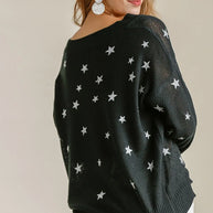 Umgee Full Size Star V-Neck Long Sleeve Sweater-Blouses-Trendsi-[option4]-[option5]-[option6]-[option7]-[option8]-Shop-Boutique-Clothing-for-Women-Online