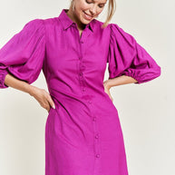 SOLID BUTTON DOWN DRESS PLUS SIZE-Jade By Jane-[option4]-[option5]-[option6]-[option7]-[option8]-Shop-Boutique-Clothing-for-Women-Online