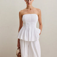 Strapless Peplum Top and Wide Leg Pants Set-Sets-Trendsi-[option4]-[option5]-[option6]-[option7]-[option8]-Shop-Boutique-Clothing-for-Women-Online