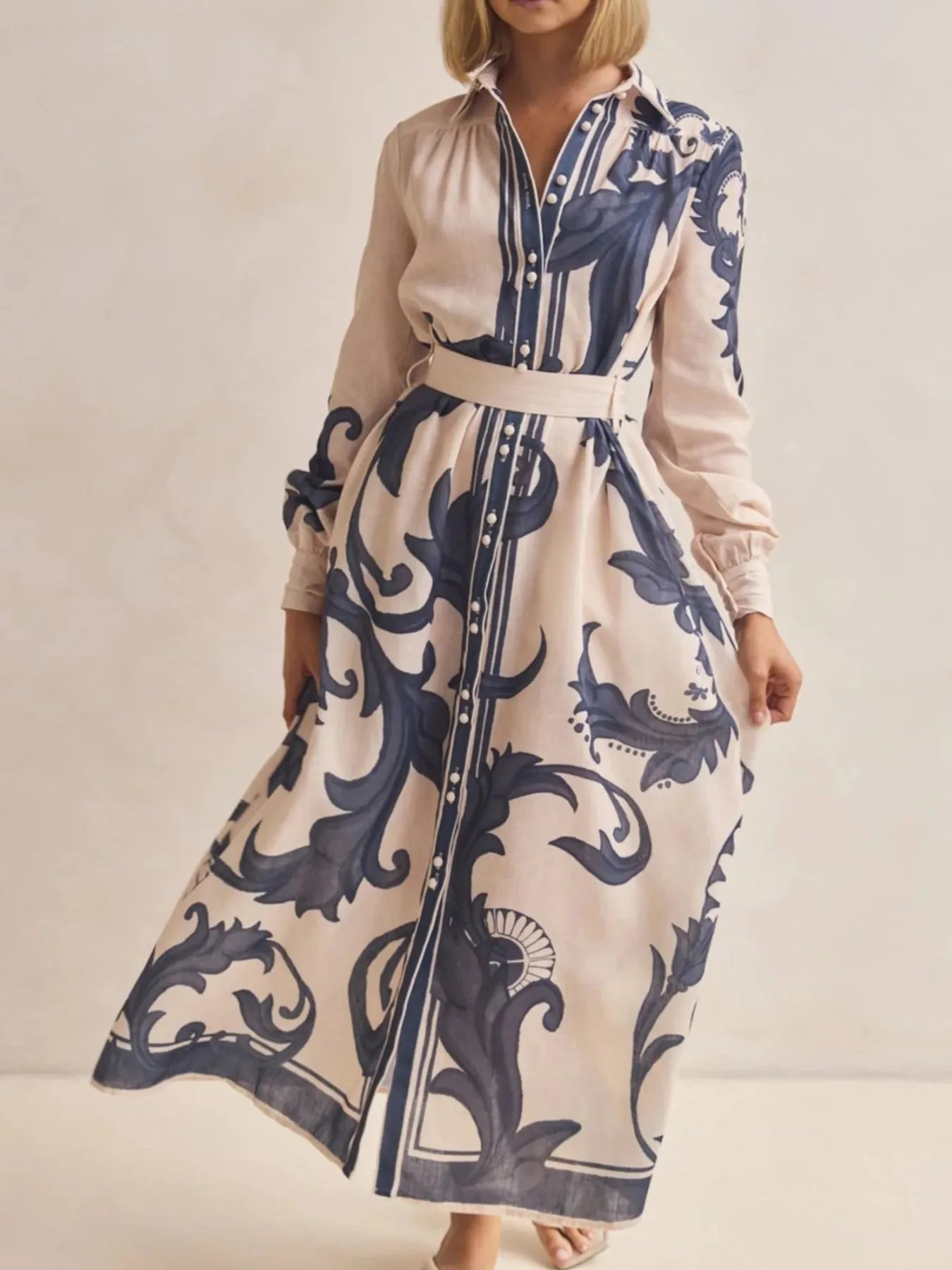 Printed Button Down Belted Shirt Dress-Dresses-Trendsi-[option4]-[option5]-[option6]-[option7]-[option8]-Shop-Boutique-Clothing-for-Women-Online