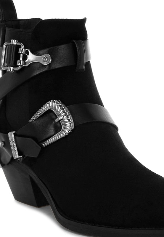 Raveta Microfiber Buckle Strap Western Boots-Rag Company-[option4]-[option5]-[option6]-[option7]-[option8]-Shop-Boutique-Clothing-for-Women-Online