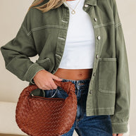 Denim Button-Up Patch Pocket Collared Jacket-JUNIPER BLVD-[option4]-[option5]-[option6]-[option7]-[option8]-Shop-Boutique-Clothing-for-Women-Online