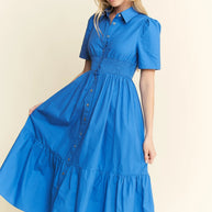 Jade By Jane Short Sleeve Button Down Midi Dress-Dresses-Trendsi-[option4]-[option5]-[option6]-[option7]-[option8]-Shop-Boutique-Clothing-for-Women-Online