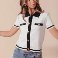 SO ME Button Down Knitted Sweater Shirt Top-Blouses-Trendsi-[option4]-[option5]-[option6]-[option7]-[option8]-Shop-Boutique-Clothing-for-Women-Online