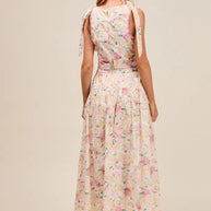 SO ME Floral Printed Woven Shoulder Bow Tie Top and Skirt Set-Dresses-Trendsi-[option4]-[option5]-[option6]-[option7]-[option8]-Shop-Boutique-Clothing-for-Women-Online