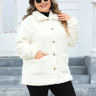 Plus Size Fuzzy Collared Neck Long Sleeve Jacket-Jacket-Trendsi-[option4]-[option5]-[option6]-[option7]-[option8]-Shop-Boutique-Clothing-for-Women-Online