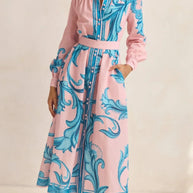 Printed Button Down Belted Shirt Dress-Dresses-Trendsi-[option4]-[option5]-[option6]-[option7]-[option8]-Shop-Boutique-Clothing-for-Women-Online