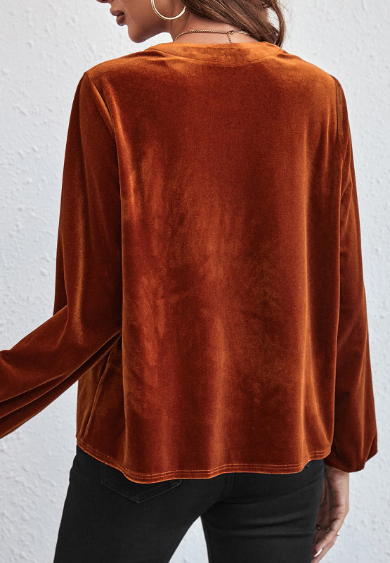 Notched Long Sleeve Velvet Top-Trendsi-[option4]-[option5]-[option6]-[option7]-[option8]-Shop-Boutique-Clothing-for-Women-Online