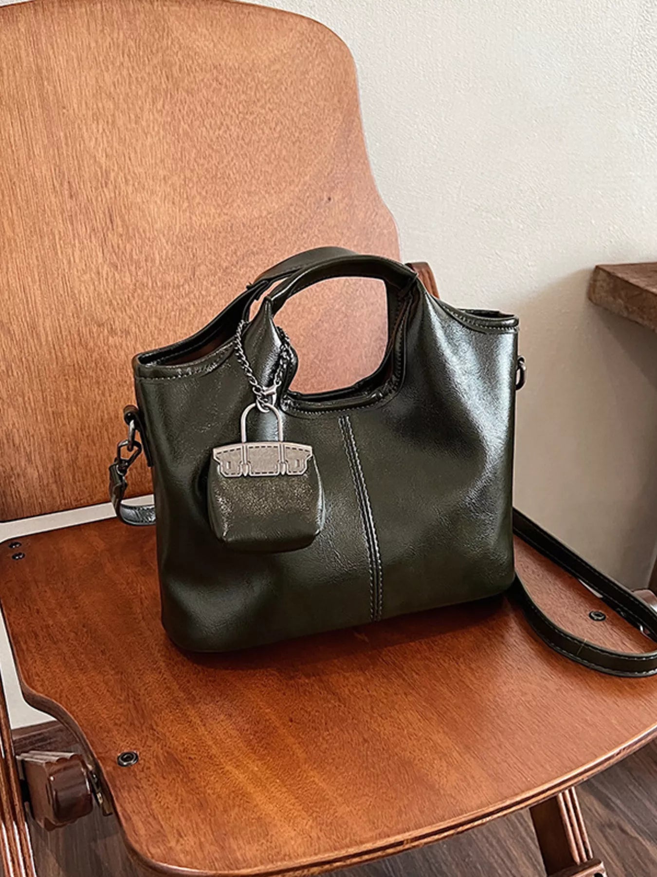 Leather Crossbody Bag with Charm-handbag-Trendsi-[option4]-[option5]-[option6]-[option7]-[option8]-Shop-Boutique-Clothing-for-Women-Online