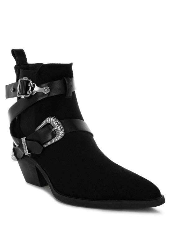 Raveta Microfiber Buckle Strap Western Boots-Rag Company-[option4]-[option5]-[option6]-[option7]-[option8]-Shop-Boutique-Clothing-for-Women-Online