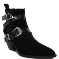 Raveta Microfiber Buckle Strap Western Boots-Rag Company-Black-US-5 / UK-3 / EU-36-[option4]-[option5]-[option6]-[option7]-[option8]-Shop-Boutique-Clothing-for-Women-Online
