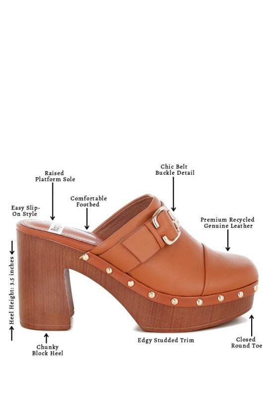 Septim Genuine Leather Studded Clog Heels-Rag Company-[option4]-[option5]-[option6]-[option7]-[option8]-Shop-Boutique-Clothing-for-Women-Online