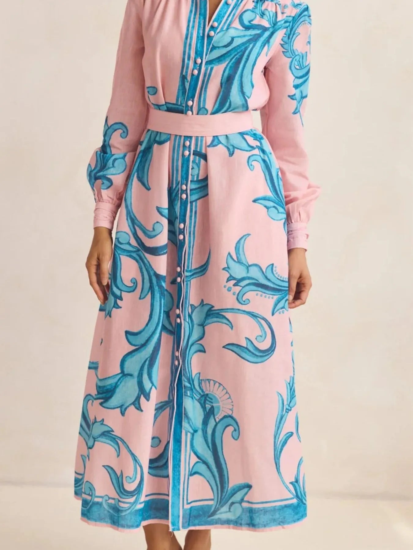 Printed Button Down Belted Shirt Dress-Dresses-Trendsi-[option4]-[option5]-[option6]-[option7]-[option8]-Shop-Boutique-Clothing-for-Women-Online