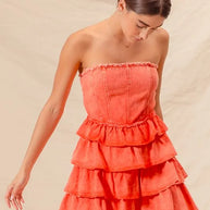 SO ME Strapless Ruffle Layered Game Day Cheer Up Dress-Dresses-Trendsi-[option4]-[option5]-[option6]-[option7]-[option8]-Shop-Boutique-Clothing-for-Women-Online
