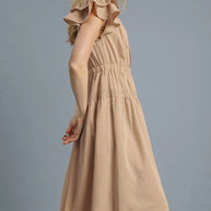 Umgee Ruffled Cap Sleeve Midi Dress with Contrast Trim Detail-Dresses-Trendsi-[option4]-[option5]-[option6]-[option7]-[option8]-Shop-Boutique-Clothing-for-Women-Online