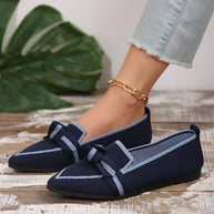Bow Contrast Trim Point Toe Loafers-Flats-Trendsi-[option4]-[option5]-[option6]-[option7]-[option8]-Shop-Boutique-Clothing-for-Women-Online