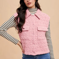 Annie Wear Texture Quilted Snap Down Vest Coat-Vest-Trendsi-[option4]-[option5]-[option6]-[option7]-[option8]-Shop-Boutique-Clothing-for-Women-Online