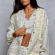 POL Floral Balloon Sleeve Hooded Lace Jacket with Stitch Detail-Jacket-Trendsi-[option4]-[option5]-[option6]-[option7]-[option8]-Shop-Boutique-Clothing-for-Women-Online