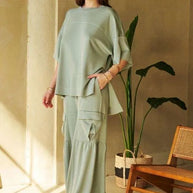 Davi & Dani Drawstring Ruched Detail Wide Leg Pants-Pants-Trendsi-[option4]-[option5]-[option6]-[option7]-[option8]-Shop-Boutique-Clothing-for-Women-Online