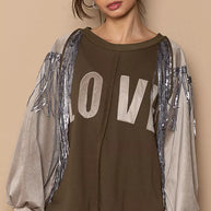 POL Balloon Sleeve French Terry Sweatshirt with Sequin Tassel-Sweatshirts-Trendsi-[option4]-[option5]-[option6]-[option7]-[option8]-Shop-Boutique-Clothing-for-Women-Online