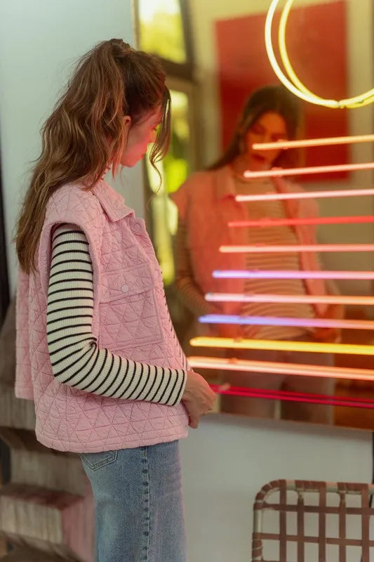 Annie Wear Texture Quilted Snap Down Vest Coat-Vest-Trendsi-[option4]-[option5]-[option6]-[option7]-[option8]-Shop-Boutique-Clothing-for-Women-Online