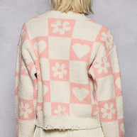 POL V-Neck Heart Pattern Checkered Sweater-Sweaters-Trendsi-[option4]-[option5]-[option6]-[option7]-[option8]-Shop-Boutique-Clothing-for-Women-Online