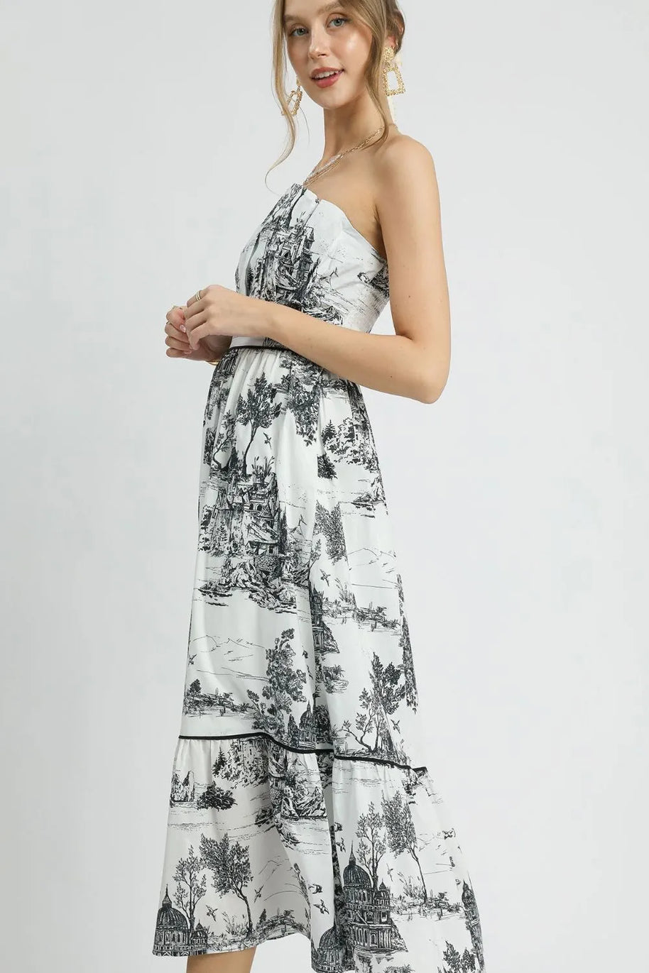 Umgee Printed Tiered Tube Midi Dress-Dresses-Trendsi-[option4]-[option5]-[option6]-[option7]-[option8]-Shop-Boutique-Clothing-for-Women-Online