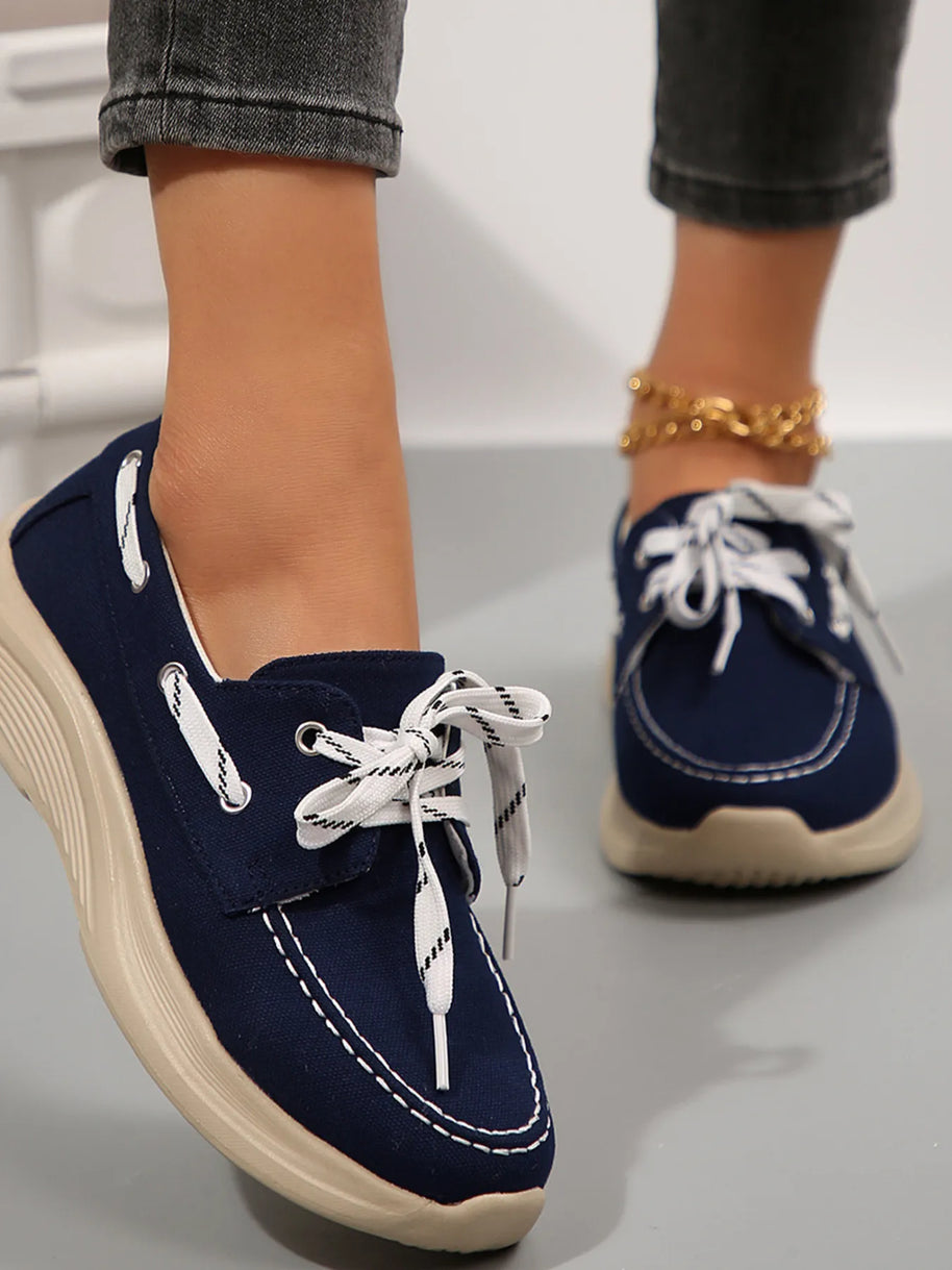 Lace Up Round Toe Sneakers-Sneakers-Trendsi-[option4]-[option5]-[option6]-[option7]-[option8]-Shop-Boutique-Clothing-for-Women-Online