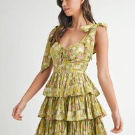 MABLE Floral Print Shoulder Tie Layered Mini Dress-Dresses-Trendsi-[option4]-[option5]-[option6]-[option7]-[option8]-Shop-Boutique-Clothing-for-Women-Online